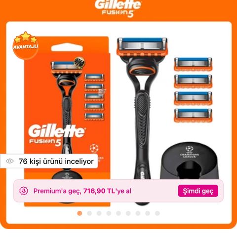 Gillette Fusion5 Tıraş Makinesi ve Yedek Bıçağı 5'li + Tıraş Bıçağı Standı